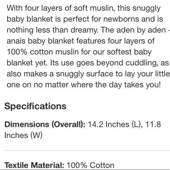 Aden+Anais Four-Layer Muslin Blanket 44x44 - Picture 6 of 8